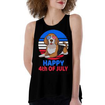 Beagle 4Th Of July For Beagle Lover Beagle Mom Dad July 4Th Women's Loose Fit Open Back Split Tank Top - Seseable