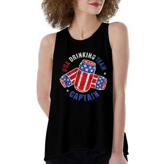 Beer Can Flag 4Th Of July Independence Day Women's Loose Fit Open Back Split Tank Top - Monsterry DE
