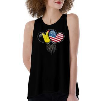 Belgian American Flags Inside Hearts With Roots Women's Loose Tank Top | Mazezy