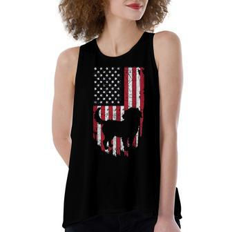 Bernese Mountain Dog Mom Dad 4Th Of July American Women's Loose Fit Open Back Split Tank Top - Seseable