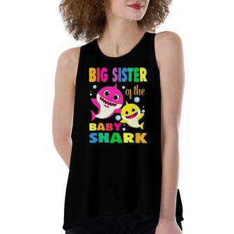 Big Sister Of The Birthday Shark Mom Matching Women's Loose Tank Top | Mazezy