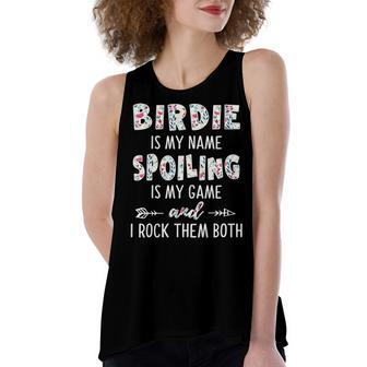 Birdie Grandma Gift Birdie Is My Name Spoiling Is My Game Women's Loose Fit Open Back Split Tank Top - Seseable