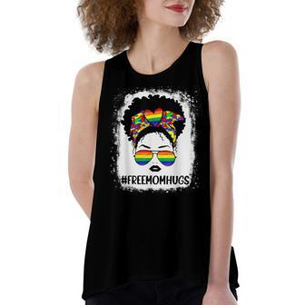 Black Free Mom Hugs Messy Bun Lgbt Pride Rainbow Women's Loose Tank Top | Mazezy