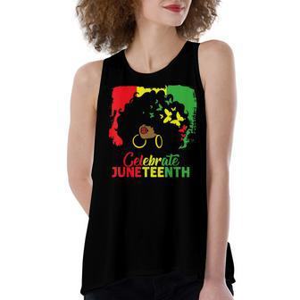 Black Messy Bun Juneteenth Celebrate Indepedence Day Women's Loose Tank Top | Mazezy