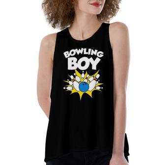 Bowling For Cool Bowler Boys Birthday Party Women's Loose Tank Top | Mazezy