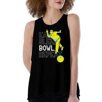 Bowling Eat Sleep Bowl Repeat Women's Loose Tank Top | Mazezy