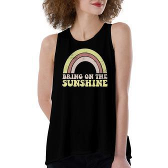 Bring On The Sunshine Distressed Graphic Tee Rainbow Women's Loose Tank Top | Mazezy