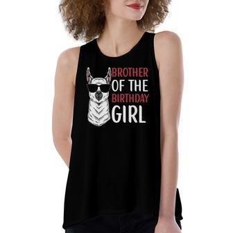 Brother Of The Birthday Girl Matching Birthday Outfit Llama Women's Loose Fit Open Back Split Tank Top