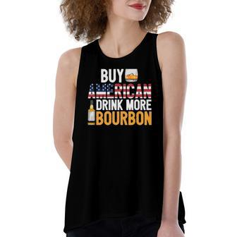 Buy American Drink More Bourbon Whiskey Drinking Women's Loose Tank Top | Mazezy