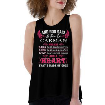 Carman Name Gift And God Said Let There Be Carman Women's Loose Fit Open Back Split Tank Top - Seseable