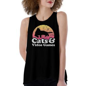 Cats And Video Games Or Cat And Video Game Women's Loose Tank Top | Mazezy