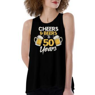 Cheers & Beers To 50 Years 50Th Birthday Fifty Anniversary Women's Loose Fit Open Back Split Tank Top - Seseable