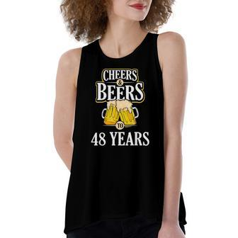 Cheers And Beers To 48 Years Birthday Party Women's Loose Tank Top | Mazezy