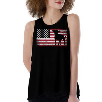 Chihuahua Dog 4Th Of July American Flag Usa America Mom Dad Women's Loose Fit Open Back Split Tank Top - Seseable