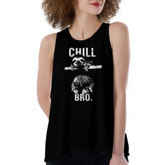 Chill Bro Cool Sloth On Tree Women's Loose Tank Top | Mazezy