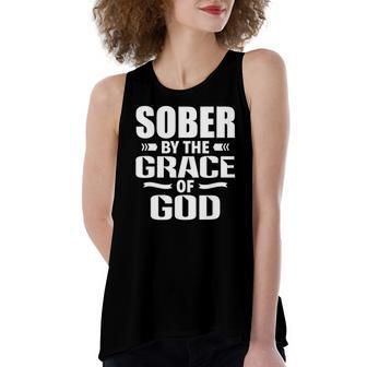 Christian Jesus Religious Saying Sober By The Grace Of God Women's Loose Fit Open Back Split Tank Top