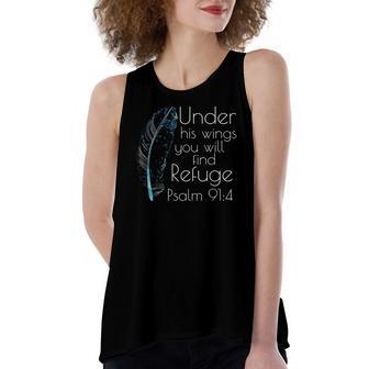 Christian Under His Wings You Will Find Refuge Bible Verse Women's Loose Tank Top | Mazezy
