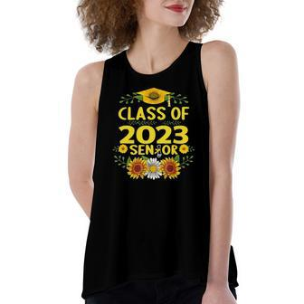 Class Of 2023 23 Senior Sunflower School Graduation Women's Loose Tank Top | Mazezy
