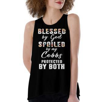 Cobbs Name Gift Blessed By God Spoiled By My Cobbs Women's Loose Fit Open Back Split Tank Top - Seseable