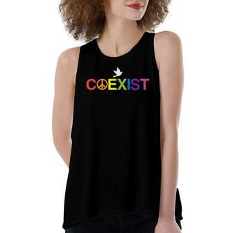 Coexist Equality Dove Freedom Lgbt Pride Rainbow Women's Loose Tank Top | Mazezy