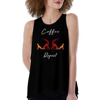 Coffee Yoga Repeat Workout Fitness Women's Loose Tank Top | Mazezy