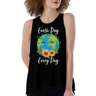 Cool Earth Day Sunflower Quote Earth Day For Kids Women's Loose Fit Open Back Split Tank Top - Seseable