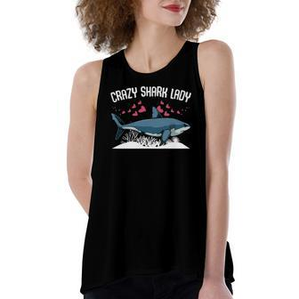 Crazy Shark Lady Animal Ocean Scuba Diving Week Women's Loose Tank Top | Mazezy