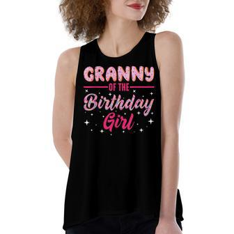 Cute Granny Of The Birthday Girl Sweet Donut Doughnut Women's Loose Fit Open Back Split Tank Top - Seseable