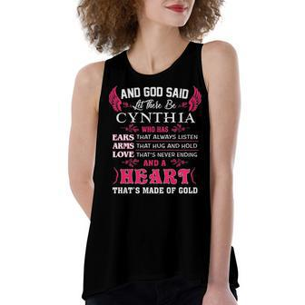 Cynthia Name Gift And God Said Let There Be Cynthia Women's Loose Fit Open Back Split Tank Top - Seseable