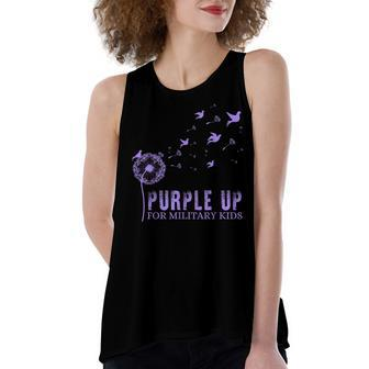 Dandelion Purple Up Day Military Kids Women's Loose Fit Open Back Split Tank Top - Seseable