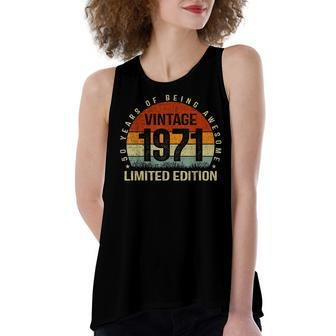 Fifty Years Of Being Awesome 50 Years Old 50Th Birthday Women's Loose Fit Open Back Split Tank Top - Seseable