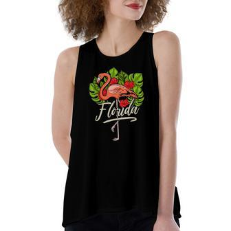 Florida Flamingo Hibiscus Flower Women's Loose Tank Top | Mazezy