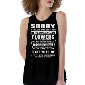 Flowers Name Gift Sorry My Heart Only Beats For Flowers Women's Loose Fit Open Back Split Tank Top - Seseable