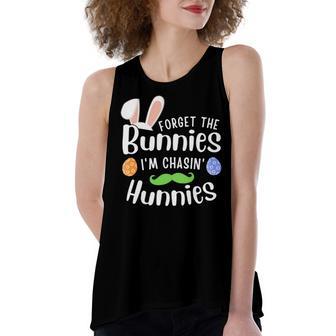 Forget The Bunnies Im Chasing Hunnies Funny Boys Easter Gift Women's Loose Fit Open Back Split Tank Top | Favorety