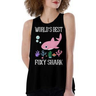 Foxy Grandma Gift Worlds Best Foxy Shark Women's Loose Fit Open Back Split Tank Top - Seseable