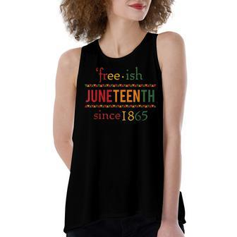Free-Ish Since 1865 With Pan African Flag For Juneteenth Women's Loose Fit Open Back Split Tank Top - Seseable