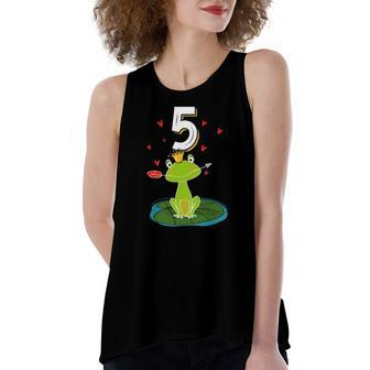 Frog Animal Lovers 5Th Birthday Girl B-Day 5 Years Old Women's Loose Tank Top | Mazezy