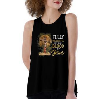 Fully Vaccinated By The Blood Of Jesus Cross Faith Christian V2 Women's Loose Fit Open Back Split Tank Top - Monsterry