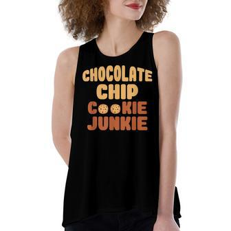 Funny Chocolate Chip Cookie Junkie Chocolate Chip Gift Women's Loose Fit Open Back Split Tank Top - Seseable