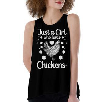 Funny Girl Chicken Design For Kids Women Mom Chicken Lover Women's Loose Fit Open Back Split Tank Top - Seseable
