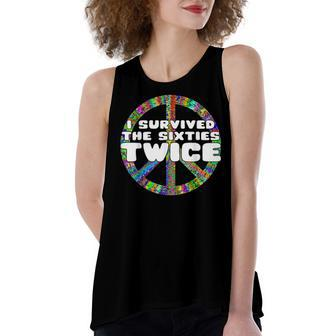 Funny Vintage I Survived The Sixties Twice Birthday V15 Women's Loose Fit Open Back Split Tank Top - Seseable