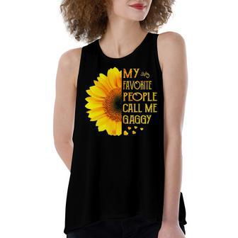 Gaggy Grandma Gift My Favorite People Call Me Gaggy Women's Loose Fit Open Back Split Tank Top - Seseable