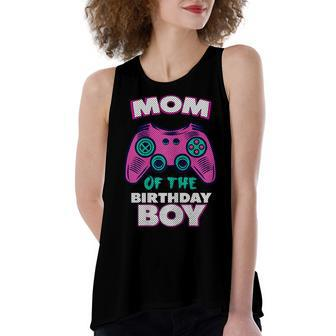 Gamer Mom Of The Birthday Boy Matching Gamer Women's Loose Fit Open Back Split Tank Top - Seseable