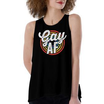 Gay Af Lgbt Pride Rainbow Flag March Rally Protest Equality Women's Loose Tank Top | Mazezy