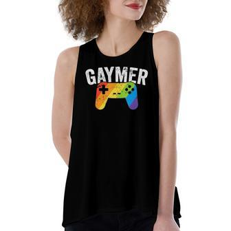 Gaymer Lgbt Gamer Pride Rainbow Parade March Nerd Geek Women's Loose Tank Top | Mazezy