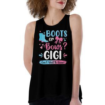 Gender Reveal Boots Or Bows Gigi Matching Baby Party Women's Loose Tank Top | Mazezy