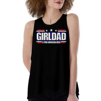 Girl Dad Father Day From Wife Daughter Baby Girl 4Th Of July Women's Loose Fit Open Back Split Tank Top - Seseable