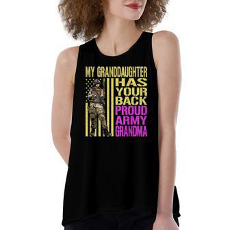 My Granddaughter Has Your Back Proud Army Grandma Military Women's Loose Tank Top | Mazezy