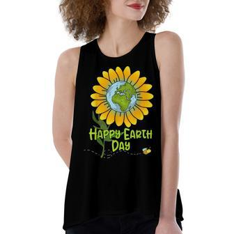 Happy Earth Day Every Day Sunflower Kids Teachers Earth Day Women's Loose Fit Open Back Split Tank Top - Seseable