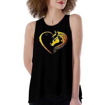 Heart Horse Lovers Cute Equestrian Riding Lover Women's Loose Tank Top | Mazezy